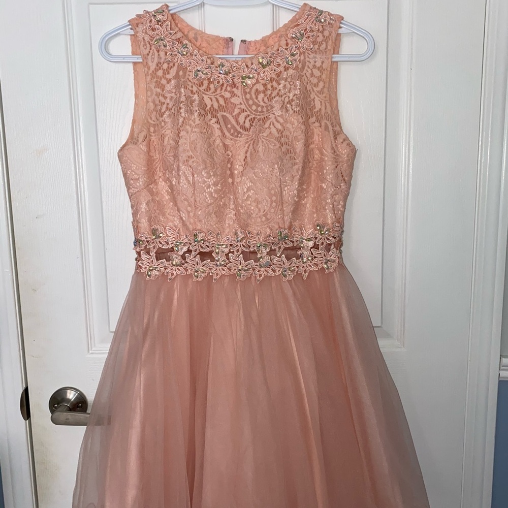 baby pink halter dress with tulle skirt